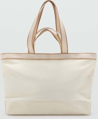 Mango Borsa tote 100% cotone bordi bianco - Uomo - Taglia unica - MANGO MAN