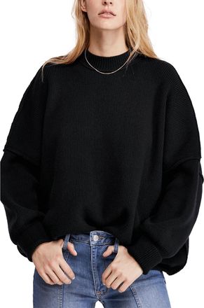 Free People Easy Street Tunic Sweater In Black