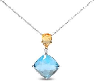 House of Brilliance 18K Gold Diamond Accent Citrine Topaz Dangle Pendant Necklace in Yellow at Nordstrom