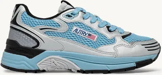 Autry HYPERWAY SNEAKERS IN SILVER BLACK AND FORGET ME NOT SYNTHETIC LEATHER AND MESH