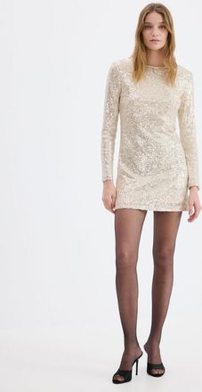 Mango Vestito corto paillettes bianco avorio - Donna - XS - MANGO