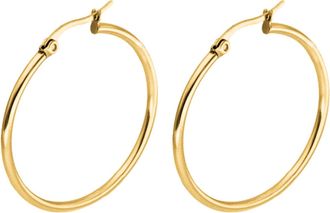 Generic Earrings Set Fashionable Stainless Steel Earrings Exaggerated Type Titanium Steel Ear Ring Female Silver Huggie Hoops (Gold, One Size)