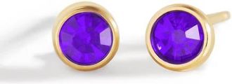 Mint & Lily Birthstone Bezel Studs in Gold-Tone /February Amethyst at Nordstrom