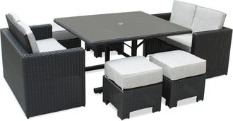 DCB Garden Conjunto de comedor empotrable 8 plazas resina trenzada