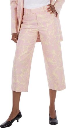 Burberry Rose Print Wool-Blend Trousers, Brand Size 4 ( US Size 2 )