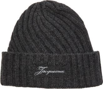 Jacquemus Le Bonnet Tourni Cashmere and Wool-blend Beanie - Dark Grey - One Size