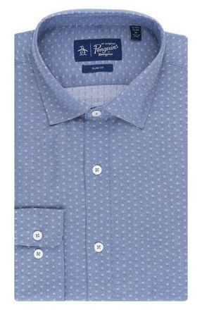 Original Penguin Slim Fit Dobby Chambray Dress Shirt in Indigo at Nordstrom Rack, Size 15 - 32/33