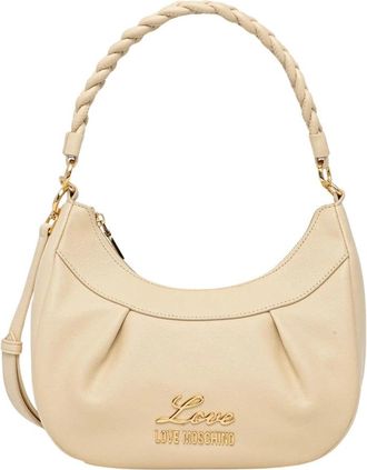Love Moschino Kleine Leren Crossbody Tas - Dames - Schoudertassen - Beige - ONE Size - Leer - Tassen