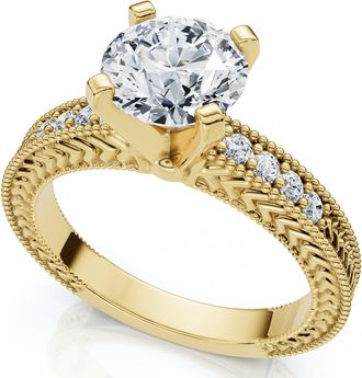 Pompeii3 Certified 1.60Ct Vintage Diamond Engagement Ring 14k Gold or Platinum Lab Grown