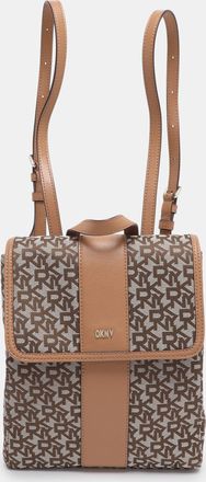 DKNY Dkny Beige Signature Canvas And Leather Backpack