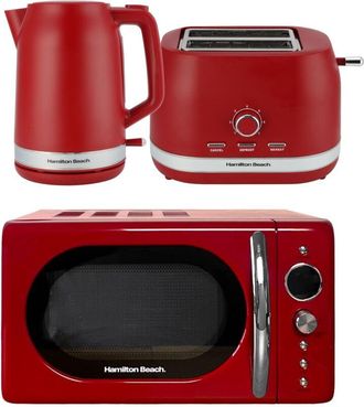 Hamilton Beach Ella Kettle Toaster & Microwave Set Red