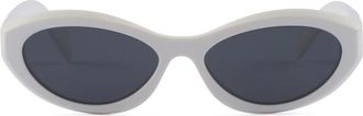 Prada Symbole oval-frame sunglasses - women - Recycled Bio Acetate - One Size - White
