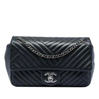 Chanel Pre-owned Leather chanel-bags - Dames - Pre-owned - Zwart - Maat: ONE Size Leer