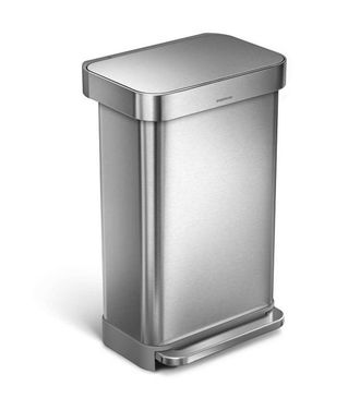 Simplehuman Cubo De Basura Con Bolsillo Para Bolsas, 45 L, Acero Inoxidable Cepillado Cw2024