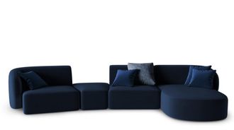 BLOOMINGLOFT 5-Sitzer Designsofa Chiara Samt ohne R&uuml;ckenlehne - Rechts