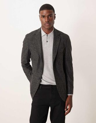 Mango Blazer in tweed misto lana color antracite-Grigio