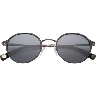 Ted Baker 49mm Full Rim Polarized Round Sunglasses in Black at Nordstrom Rack