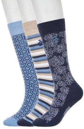 Original Penguin Ayres Floral Assorted 3-Pack Crew Socks in Navy at Nordstrom Rack