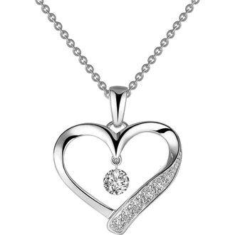 Lafonn Heart Orbital Pendant Necklace in Silver/clear at Nordstrom Rack