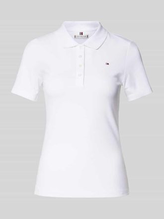 Tommy Hilfiger Slim Fit Poloshirt mit Logo-Stitching Modell 1985 in Weiss, Größe XXL