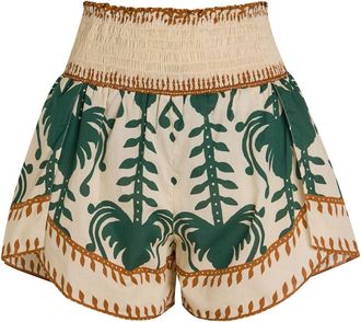Johanna Ortiz Linka Printed Cotton Shorts - Beige - 8 (UK12 / M)