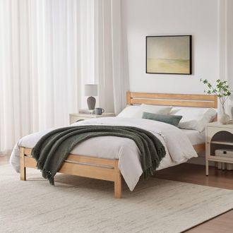 Furniturebox Declan Solid Pine Double Bed Frame in Light Oak