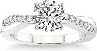 Pompeii3 VS 1 1/4Ct Moissanite & Lab Grown Diamond Engagement Twist Ring in 10k Gold