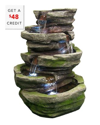 Sunnydaze Lighted Cobblestone Waterfall Fountain With Led Lights With $48 Credit