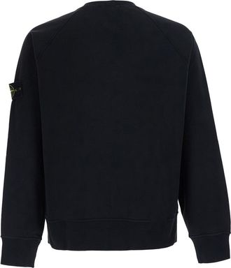 Stone Island Mens Crewneck Sweatshirt Black Cotton Sweatshirts Sweater
