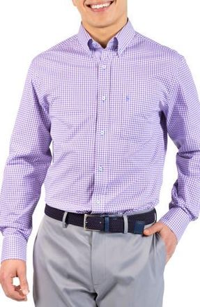 Tailorbyrd Gingham Stretch Cotton Button-Up Shirt in Lilac at Nordstrom Rack, Size Medium