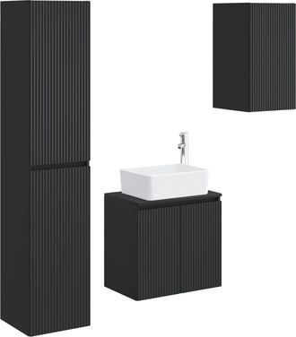 vidaXL Juego De Muebles De Ba&ntilde;o 3 Uds. Negro 33 X 34,5 X 160 Cm Vidaxl