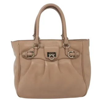 Ferragamo Gancini Leather Pink Leather Handbag (Pre-Owned)