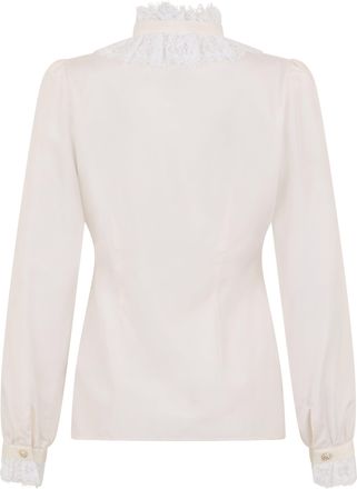 Alessandra Rich Womens Shirt With Lace, Cotton, White