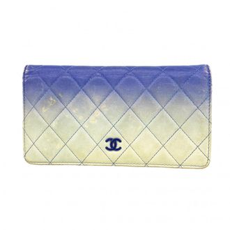 Chanel Blue Leather Long Wallet (Bi-Fold) (Pre-Owned)