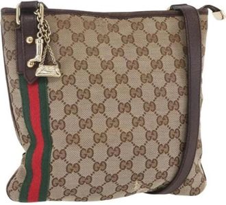 Gucci Pre-owned Canvas Cross Body Bag - Dames - Vintage Schoudertas - Beige - ONE Size - Vintage