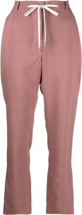 Eleventy Roze Casual Broek met Trekkoord - Dames - Slim Fit Broeken - Roze - S - Polyester - Broeken