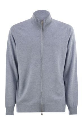 Brunello Cucinelli Brunello Cucinelli Mens High-necked Cashmere Cardigan With Zip - Light Grey - Size EU 50 (Mens)
