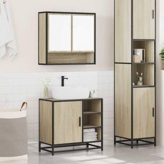 Berkfield Home Durable 2 Piece Bathroom Furniture Set Sonoma Oak Engineered Wood in Brown