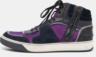 Lanvin Multicolor Leather And Mesh High Top Sneakers