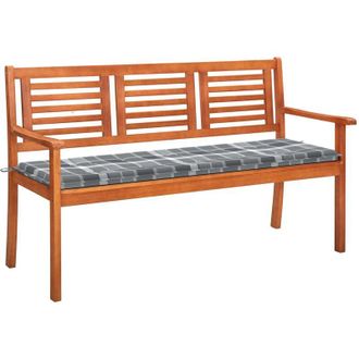 vidaXL Banco De Jard&iacute;n 3 Plazas Madera Maciza Eucalipto Y Coj&iacute;n 150 Cm Vidaxl