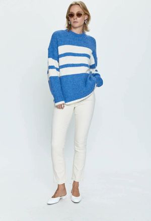 Pistola Denim Carlen Mock Neck Sweater In Campanula White Stripe