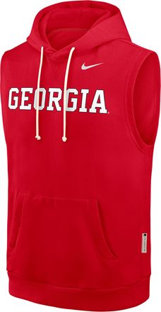 Nike Georgia Sideline Nike Mens Dri-FIT College Sleeveless Pullover Hoodie in Red | 03B465NGBN-65K