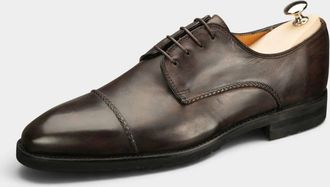 Bontoni Mens Damore Cap Toe Vibram Flex Derby Shoes In Dark Chocolate