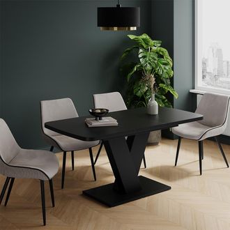 Vicco Mesa De Comedor Fenaro, Negro, 120 X 80 Cm Extensible, Vicco