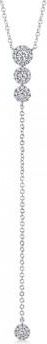 Allurez Graduated Diamond Halo Style Lariat Necklace 14k White Gold (0.29ct)