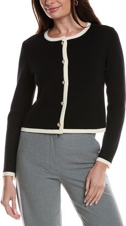 Bruno Magli Tipped Merino Wool Cropped Jacket