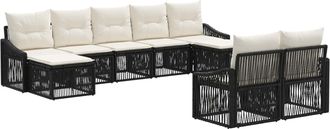 vidaXL Conjunto De Sof&aacute;s De Jard&iacute;n 9 Uds. Negro Rat&aacute;n Sint&eacute;tico Vidaxl