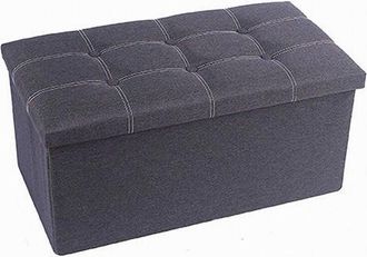 Trade Shop Trade Shop - Pouff Puff Pouf Contenitore Imbottito Portaoggetti Seduta Grigio 76x38x35cm 79426