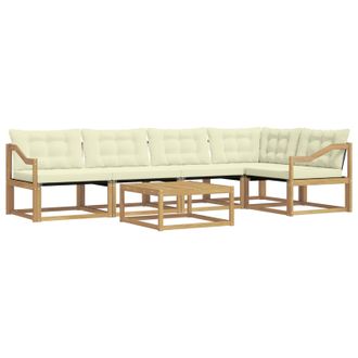 vidaXL Conjunto De Sof&aacute;s De Exterior 6 Pcs Blanco Y Crema Vidaxl