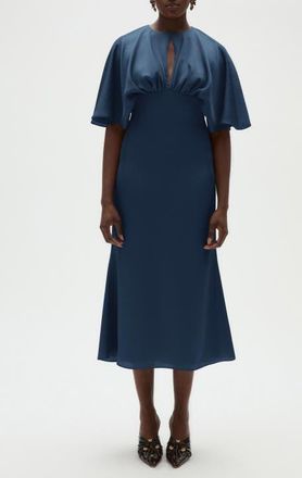 Amsale Hammered Satin Cocktail Dress in Petrol at Nordstrom, Size 10